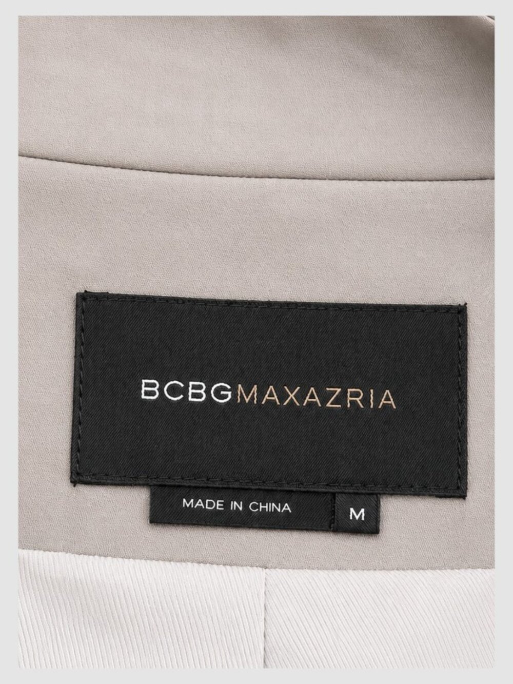 BCBGMAXAZRIA Double-Breasted Mock Neck Blazer Top Taupe Beige M - Picture 13 of 14